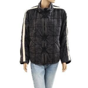 Free People Sports Rib Dolman Quilted Jacket Top Oversized Zip-Up S NWD 284970